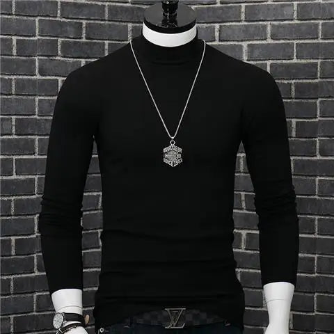Harajuku Oversized Casual Men's Turtleneck T-Shirt with Long Sleeves Autumn and Winter Slim Fit Underwshirt Couples T-shirt Tops