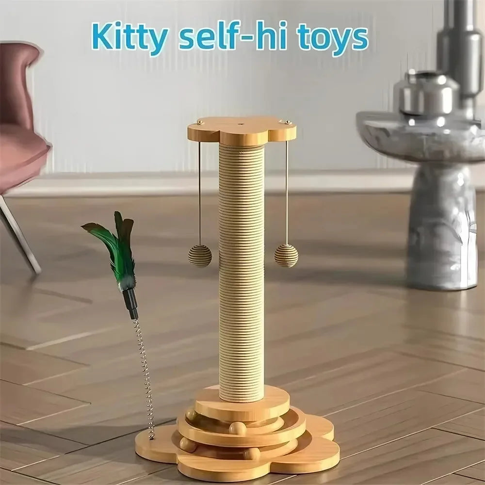 Pet cat toy Wood fiberboard cat Turntable Fun cat baseball durable sisal grab Boa