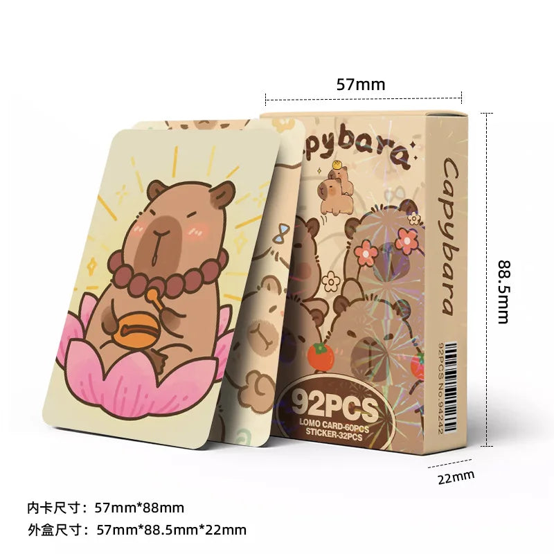 92pcs Cartoon Animal Capybara Double Sided Printing Card Cartoon Lomo Cards HD Photocard Kids Gift Collection Cards