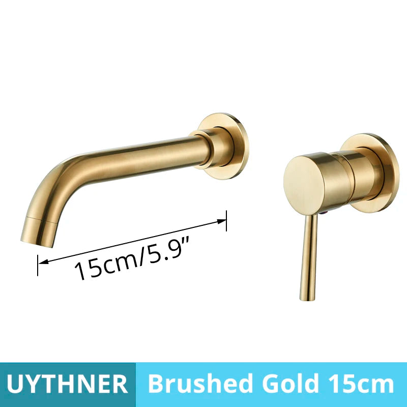 Brushed Gold/Black Basin Faucet Concealed Wall Mounted For Bathroom Faucets Bath Basin Sink Tap Bathtub Hot And Cold Water Mixer