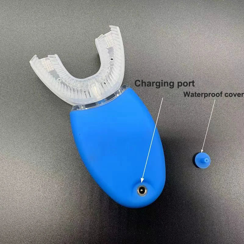360 Degree Electric Sonic Toothbrush U Shape Automatic Ultrasonic Tooth Brush Rechargeable for Adults Teeth Whitening Blue Light