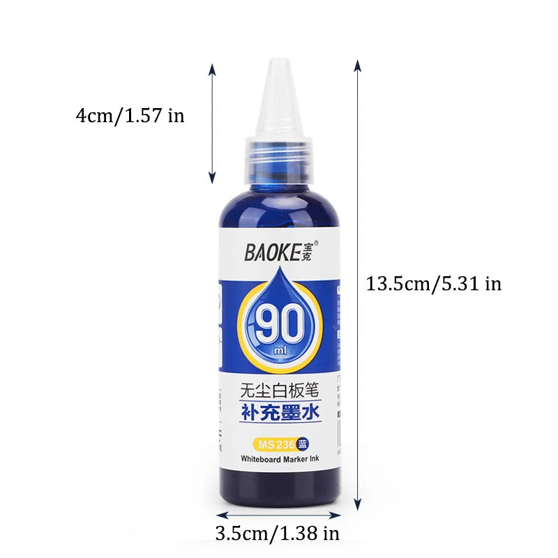 1 Box 90ml Whiteboard Marker Ink Refill Fluids Red Blue Black Colors Compatible with All Erasable Whiteboard Markers