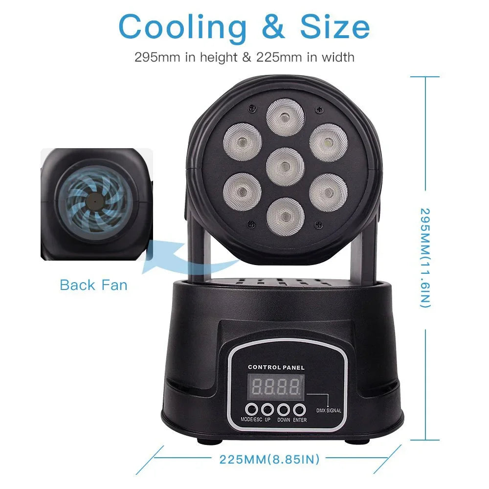 4PCS 7*10W Moving Head Stage Lights RGBW 4-in-1 Professional Disco Light Home Party Stage Ambient Lamp DMX512 Sound Control Ligh