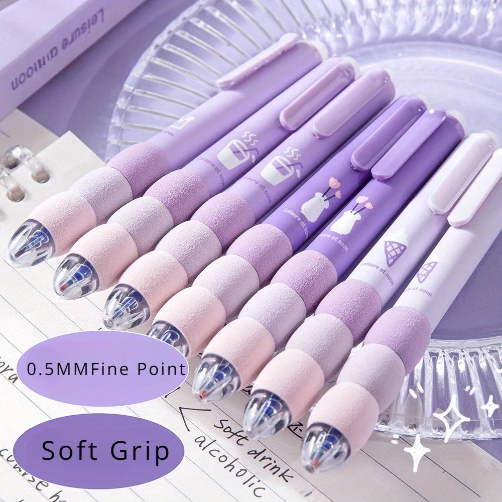 4PCS/Box Soft Cloud Grip Erasable Press Gel Pen ST Tip Quick Drying Ballpoint Pen Student 0.5mm Black Ink Office Accessories