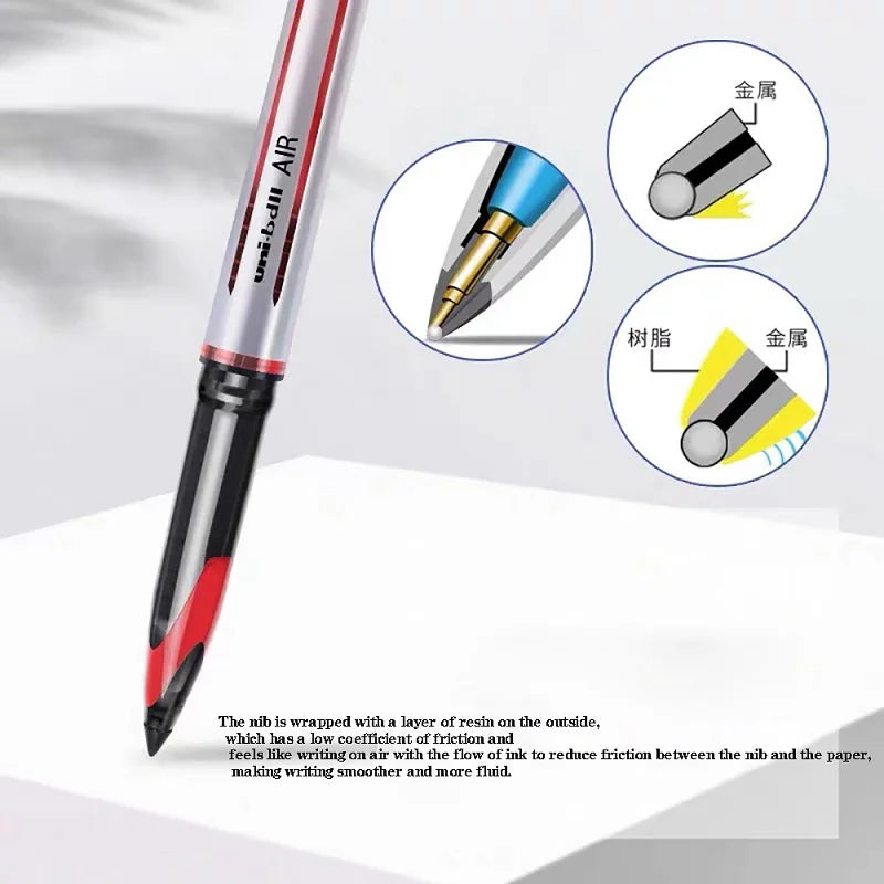 Japan Uni ball AIR Straight Liquid Gel Pens Stationery 0.5mm/0.7mm Ink Control Signature Canetas for School Office Supplies