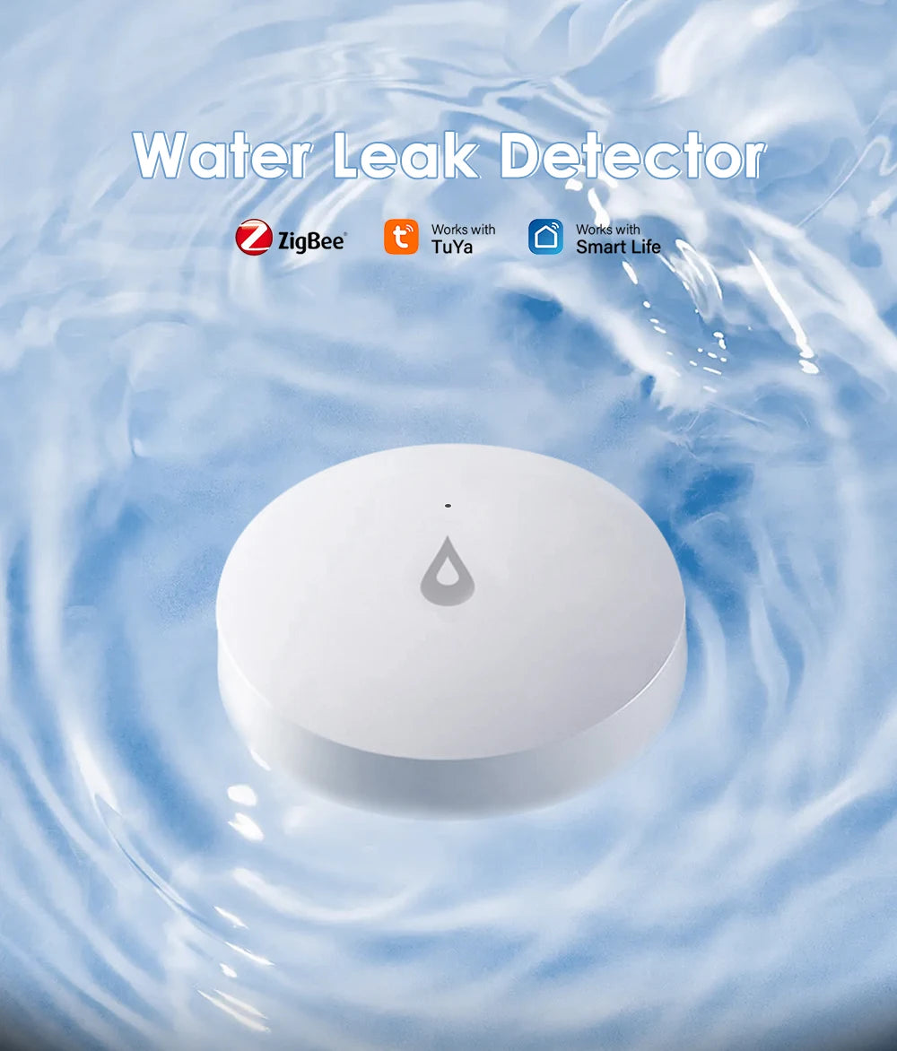 Tuya Smart Zigbee Water Leakage Sensor Flooding Level Detector App Real Time Feedback Home Automation Support Alexa Google