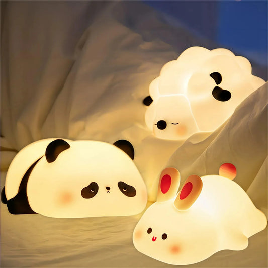 Rechargeable Table USB Night Lamp Touch Baby Nursery Lamp Phone Holder Panda Reading Night Light for Room Decoration Kids Gift