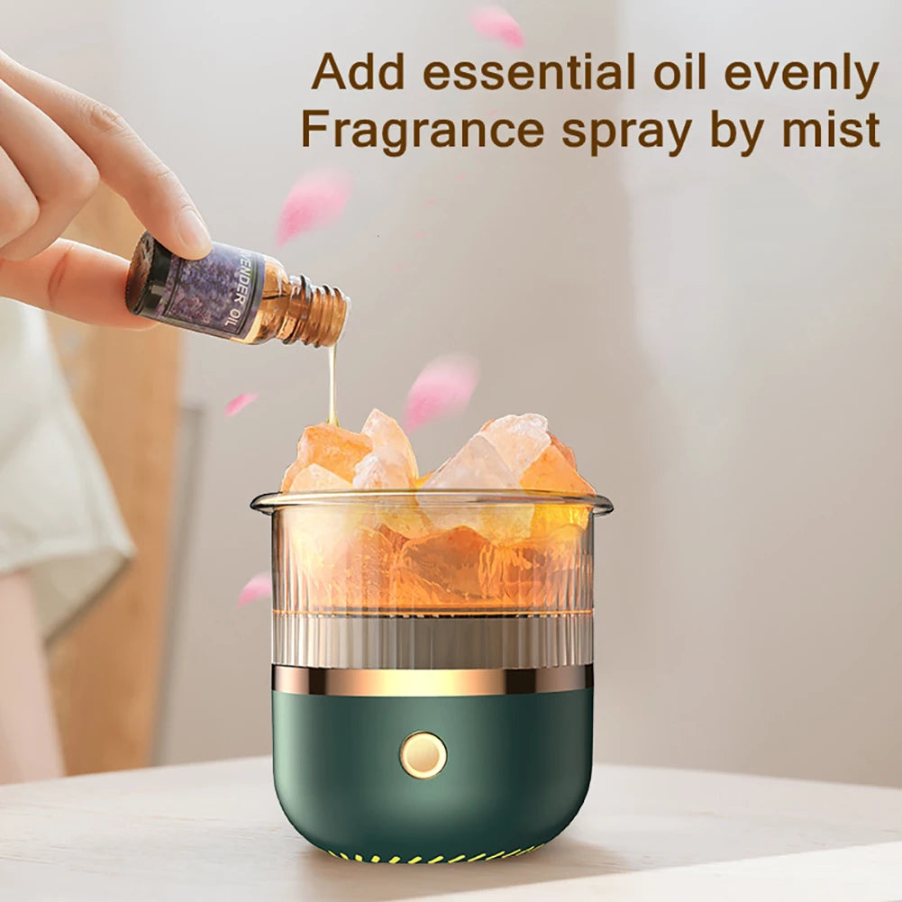 Himalaya Salt Crystal Ultrasonic Air Humidifier With LED Light Electric Essential Oil Diffuser Aromatherapy Aroma Diffuser