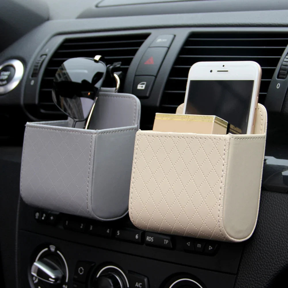Car Storage Bag Interior Accessories Car Vent Outlet Phone Pocket Storage Box Organizer Debris Bag Holder Pouch Stowing Tidying