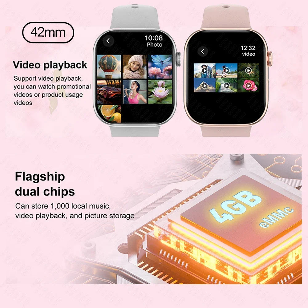 New For IOS DT Watch X Mini Smart Watch Men Women NFC 1.85-inch TWS Earphones Electronic Album Recorder Video Player Smart Watch