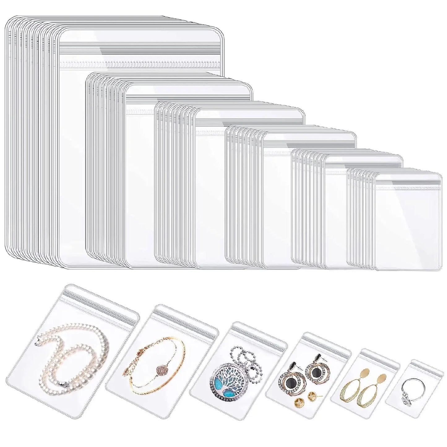 Jewelry Small Self-Sealing Plastic Zip Clear Bags PVC Clear Storage Bag for Storing Bracelets Rings Earrings Organizer (100PCS)