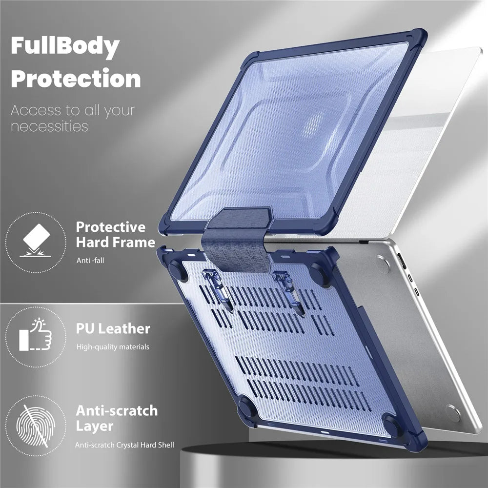 For MacBook Air 15.3 M3 2024 model A3114 Case with Dustproof Plug & Touch Film & Keyboard Cover M2 Air 13.6 A3113 PU edge Shell
