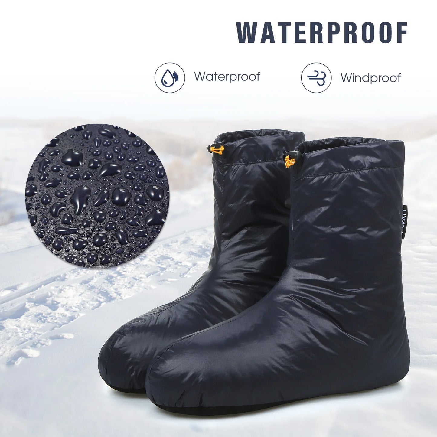 Lixada Winter Down Booties Socks Warm Soft Windproof Mid Sleeping Slippers for Camping Backpacking Men Women Down Filled Boots