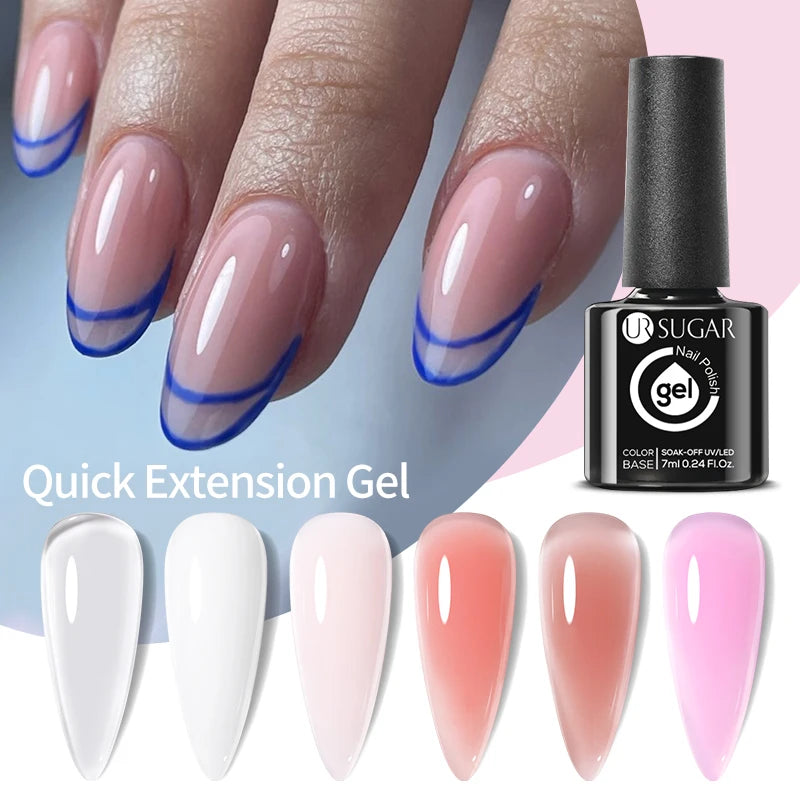 UR SUGAR 7.5ml Acrylic Extension Nail Gel Quick Building Clear Pink Gel Polish Nail Tips extension nail gel  Nail Art Soak Off