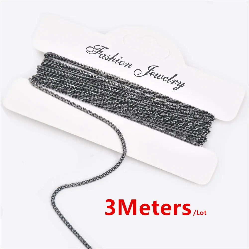 1.3 1.6 1.9 2.8mm 3Meters Link Brass Chain Necklace Bulk Chain For DIY Jewelry Making Handmade Supplies Accessory