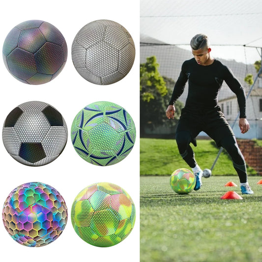 Luminous Glowing Soccer Ball Size 5 Soccer Ball Reflective Standard Holographic Sports Entertainment Practice Training Equipment