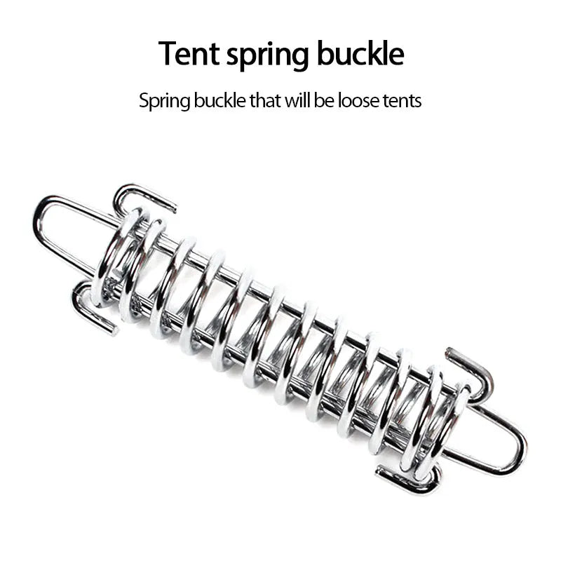 1~8PCS Steel Tent Wind Rope Spring Buckle Tent Tensioner Camping Deck Pegs with Carabiner Clips Awning Tightener Fixed Hook