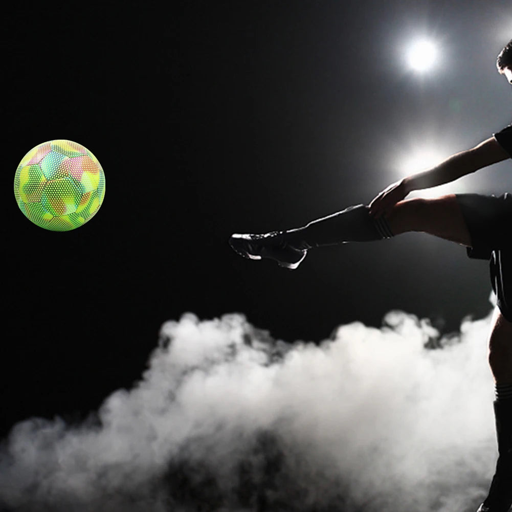 Luminous Glowing Soccer Ball Size 5 Soccer Ball Reflective Standard Holographic Sports Entertainment Practice Training Equipment