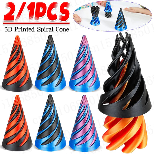 3D Printed Spiral Cone Toy Fidget Toy Impossible Pyramid Passthrough Sculpture Mini Vortex Thread Illusion for Kids and Adults