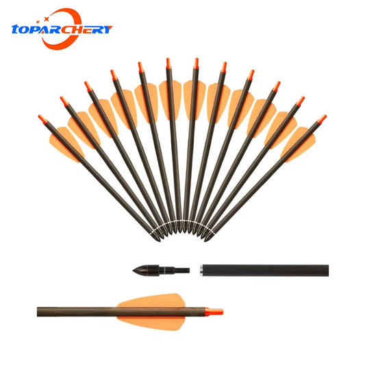 TOPARCHERY Carbon Crossbow Arrow Bolts 7.5/15 Inch Archery Arrows with 2" Vanes Hunting Arrows For Hunting Replaced Arrowhead