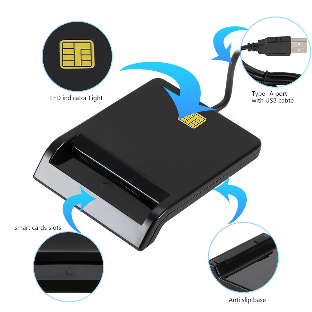 Stable Operation USB Smart Card Reader Reliable Simplicity for DNIE ATM CAC IC ID SIM Card Cloner Connector Windows