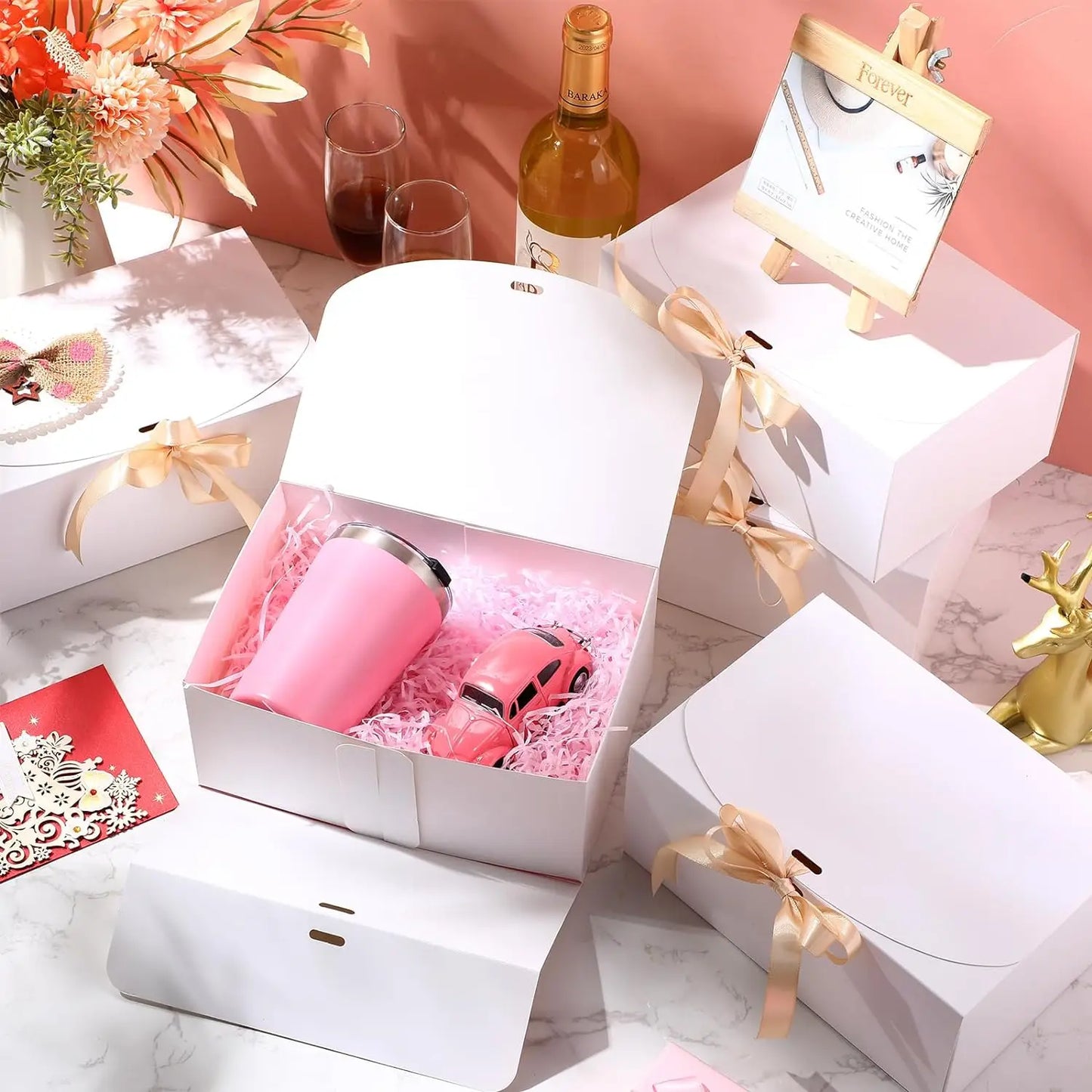 10pack ramadan Gift Boxes with ribbon Paper Eid Mubarak 2023 Xmas Party Home Decoration New Year 2024