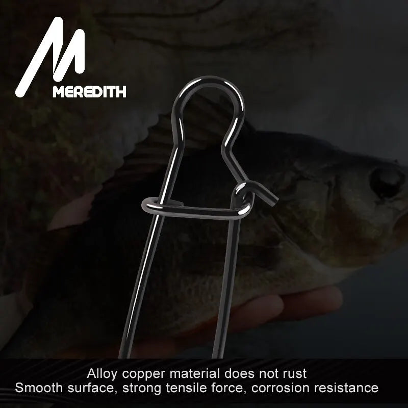 Meredith Stainless Steel Fishing Connector 50pcs Fast Clip Lock Snap Swivel Solid Rings Safety Snaps Fishing Hook Tool Snap