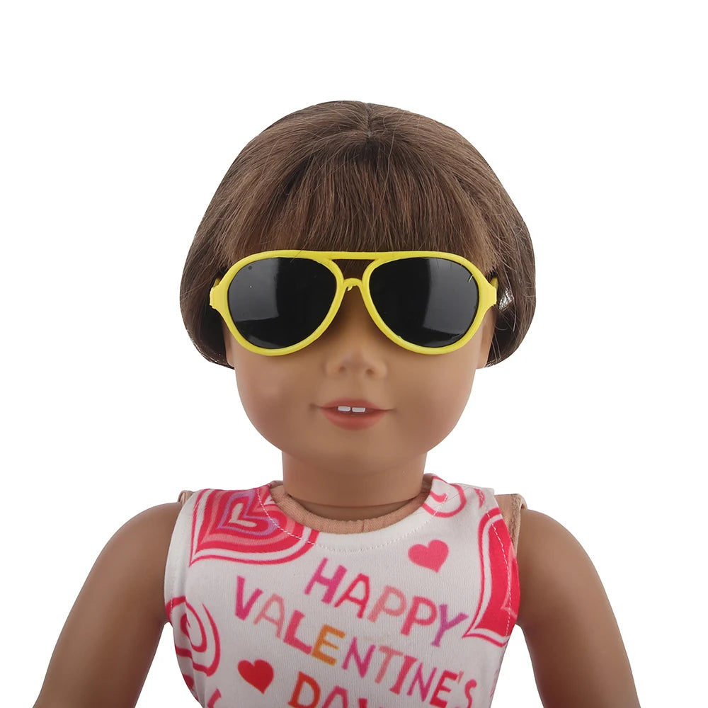 Cute Doll Sunglass For American 18 Inch Girl Dolls Beach Party Travel Glasses For 43cm Baby New Born&DIY Doll Girls Toy Gift