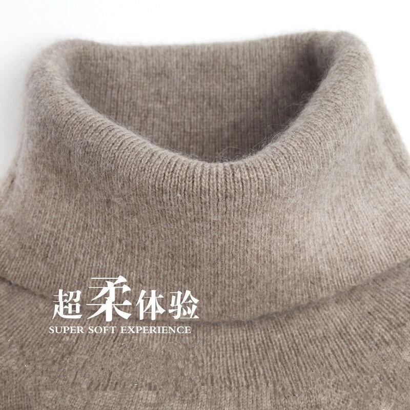 Cashmere Cotton Blend Turtleneck Men Sweater 2024 Autumn Winter Daily High Collar Jumper Jersey Hombre Pull Homme Knit Pullovers
