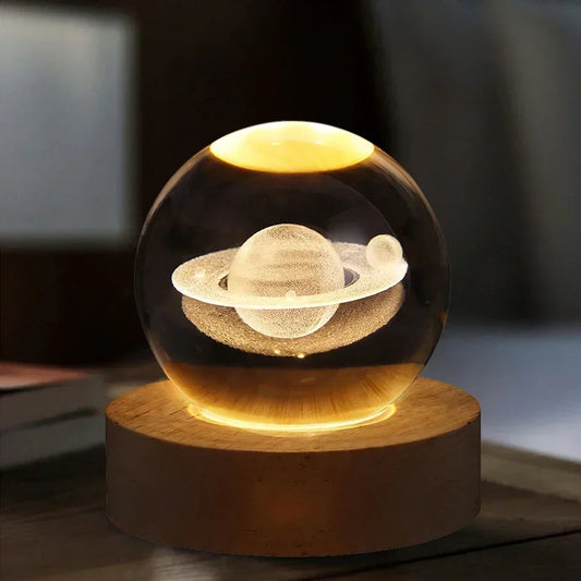 Unique 3D Crystal Ball Lamp with Galaxy Planetary Projections Solar System USB Led Night Light for Cozy Atmosphere plasma ball