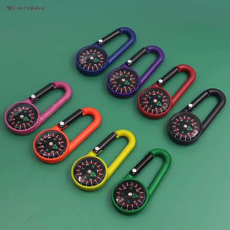 Mini Compass With Hook 2-in-1 Multifunctional Hiking ABS Carabiner Sensitive Guide Outdoor Mountaineering Key Ring Camping Tool