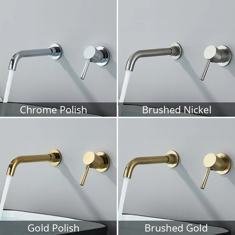 Brushed Gold/Black Basin Faucet Concealed Wall Mounted For Bathroom Faucets Bath Basin Sink Tap Bathtub Hot And Cold Water Mixer