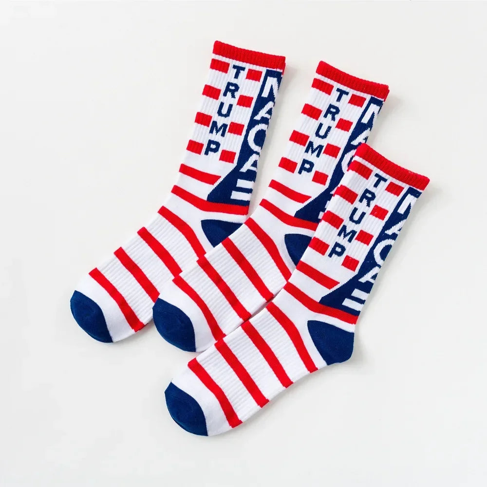 Funny President Donald Trump Socks Men Trump Flag Maple Socks Compression Socks Streetwear Hip Hop Socks Men