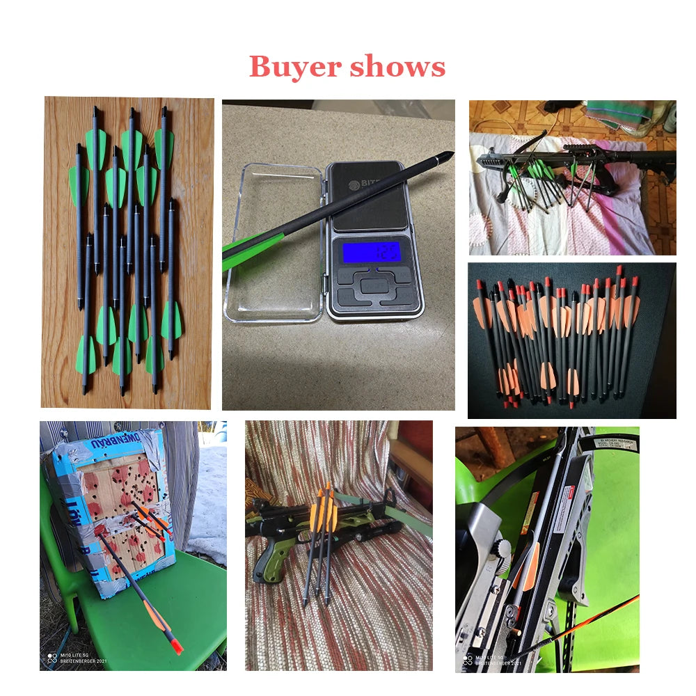 TOPARCHERY Carbon Crossbow Arrow Bolts 7.5/15 Inch Archery Arrows with 2" Vanes Hunting Arrows For Hunting Replaced Arrowhead