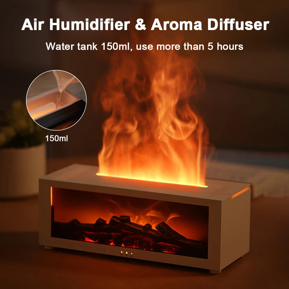 Air Humidifier Essential Oil Diffuser Aroma Humidifier Flame Fragrance Diffuser with Night Light Aromatherapy Diffuser for Home