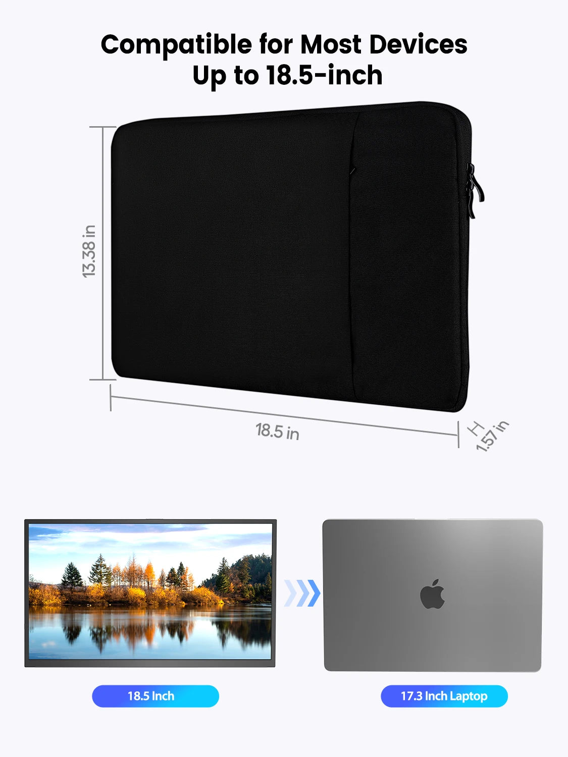 UPERFECT 18.5 inch Portable Monitor Case Polyester Laptop Sleeve Computer Cover Bag with Pocket Zipper for 18.5 inch Notebook