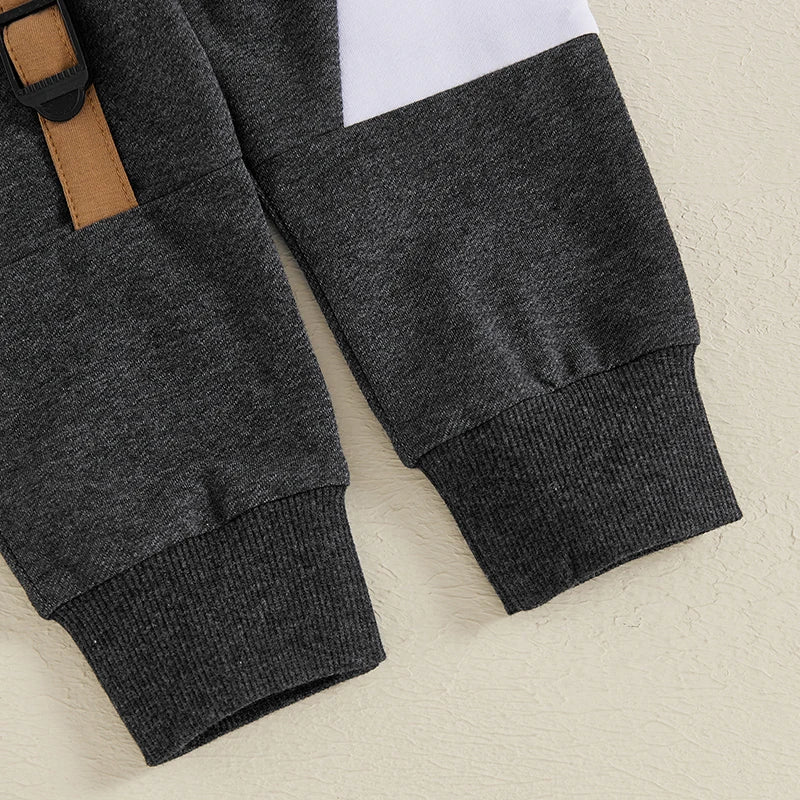 Infant Baby Boy 2Pcs Fall Outfits Long Sleeve Contrast Color Sweatshirt + Pants Set Spring Clothes 6M-4T