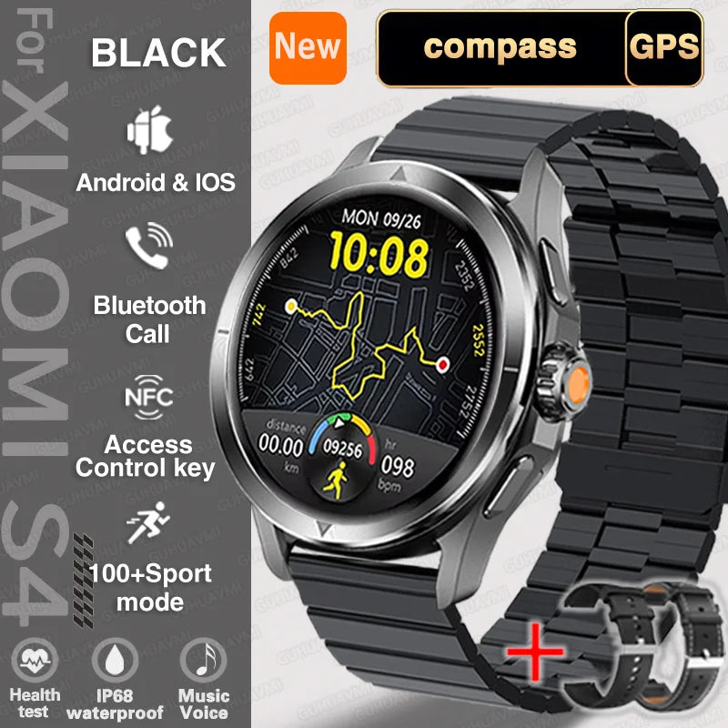 New For Xiaomi S4 Ultra Outdoor Sport Men HD AMOLED Display GPS Track Altimeter Heart Rate Bluetooth Call Waterproof Smart Watch