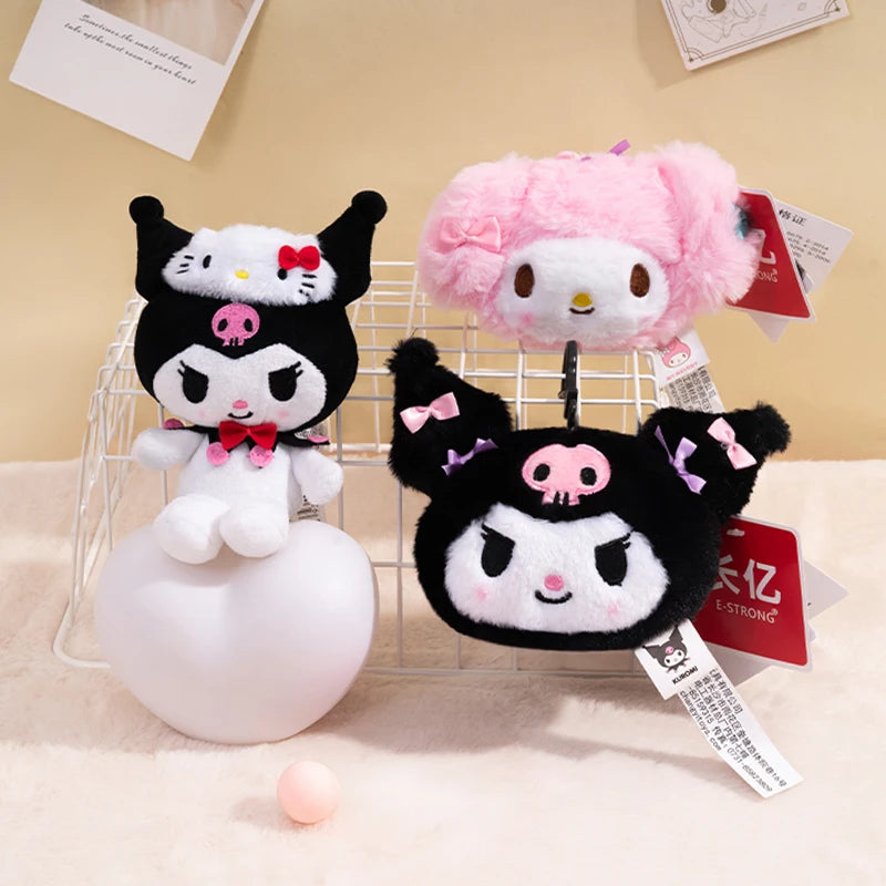 Sanrio Hello Kitty Melody Kuromi Cinnamoroll Plush Toy Backpack Pendant Cartoon & Cute Doll keyring Children's Toy Birthday Gift