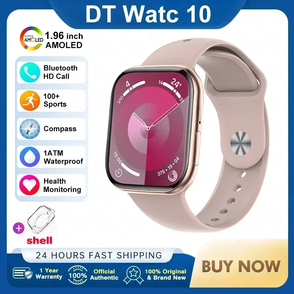New For Apple Watch 10 Original Smart Watch 16GB Memory Music HD AMOLED NFC Compass Bluetooth Call Waterproof Smart Watch Woman