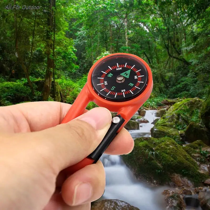 Mini Compass With Hook 2-in-1 Multifunctional Hiking ABS Carabiner Sensitive Guide Outdoor Mountaineering Key Ring Camping Tool