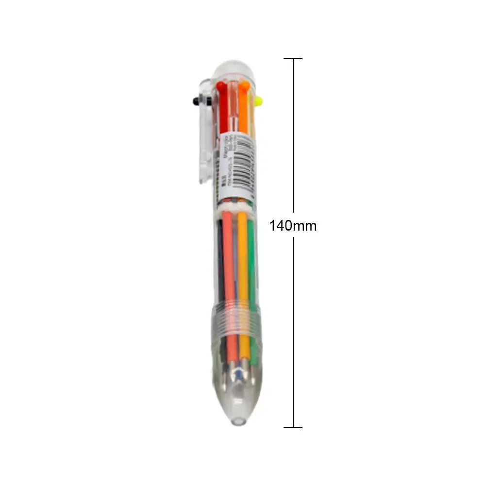 Brand New Product Creative Transparent 6-color Ballpoint Pen Different 6 Colors In 1 Ballpoint Pen High Quality Innovative