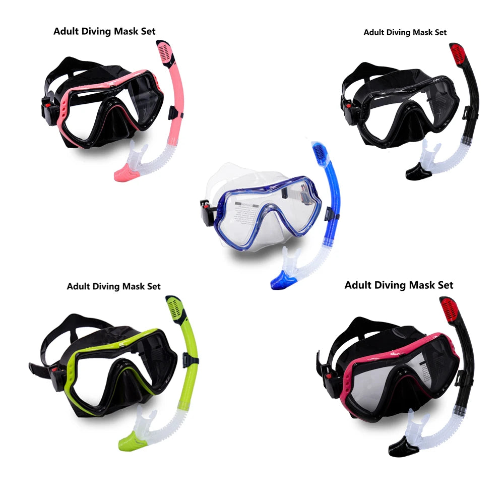 Snorkeling Mask Professional Diving Masks Set Swimming Goggles Scuba Snorkel Silicone Dive Glasses Swim Earplugs Training
