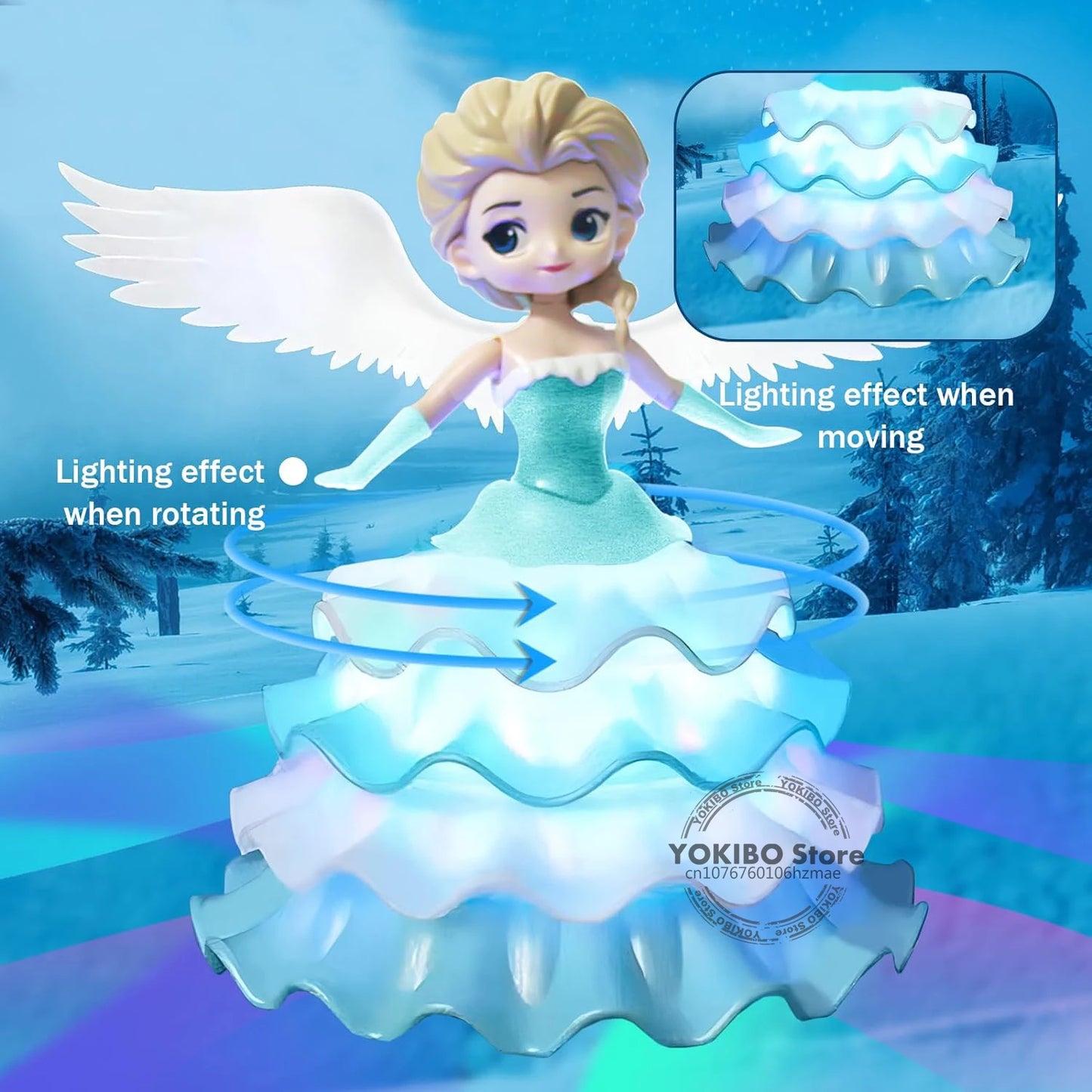 Dancing Princess Toys for Girls,Electric Cars Angel Doll with Colorful Flashing Lights & Singing Music Toys for Girls