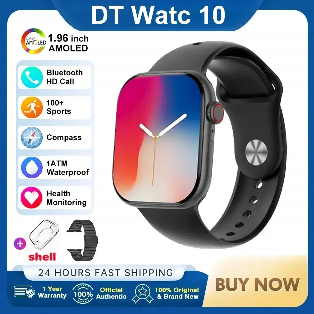 New For Apple Watch 10 Original Smart Watch 16GB Memory Music HD AMOLED NFC Compass Bluetooth Call Waterproof Smart Watch Woman