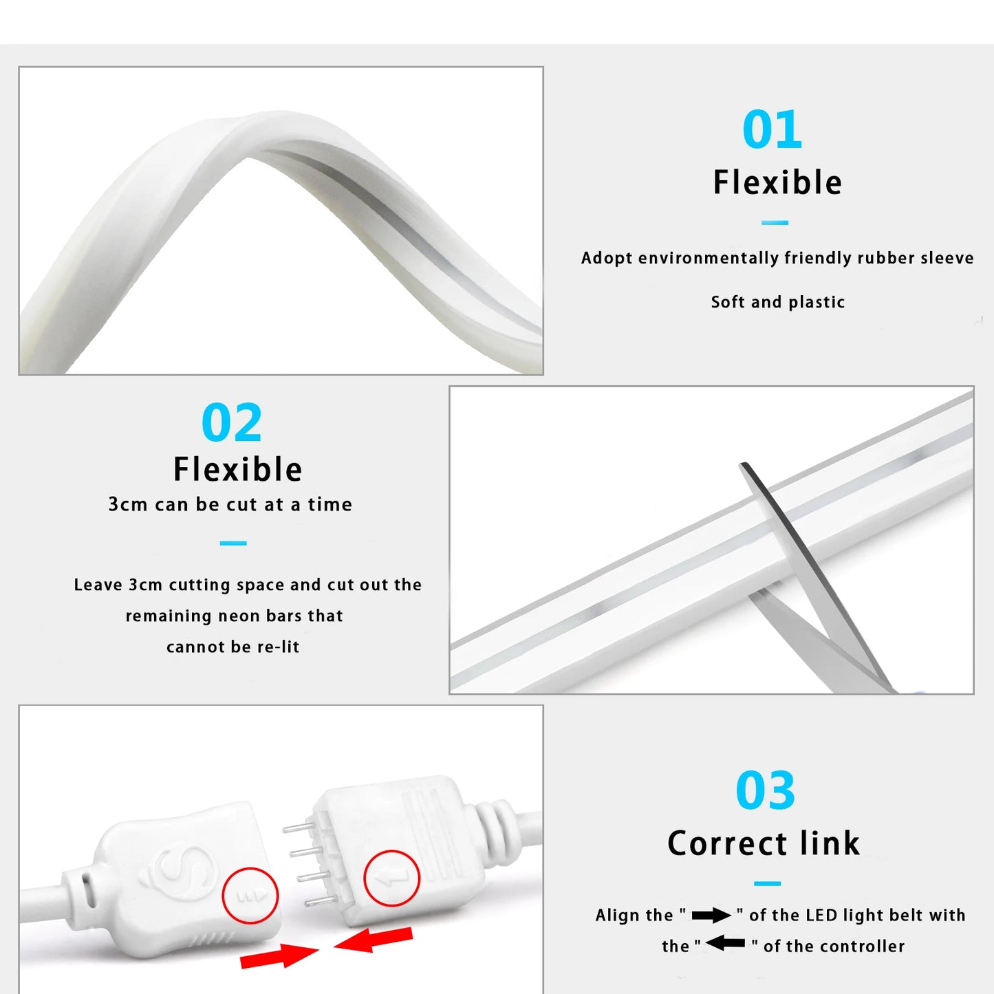 Tuya Smart Life Neon Strip Light DC5V USB RGB Flexible Led Neon Tape Light for Home Party Decor DIY, Work with Alexa Google Home