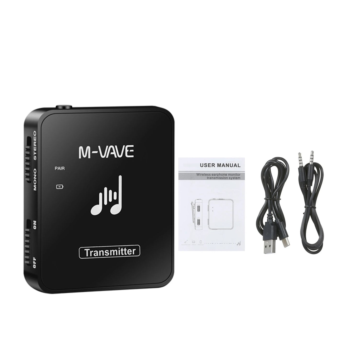 M-VAVE WP-10 2.4GHz Wireless Earphone Monitor System Rechargeable Transmitter Receiver Support Stereo Mono Recording Function