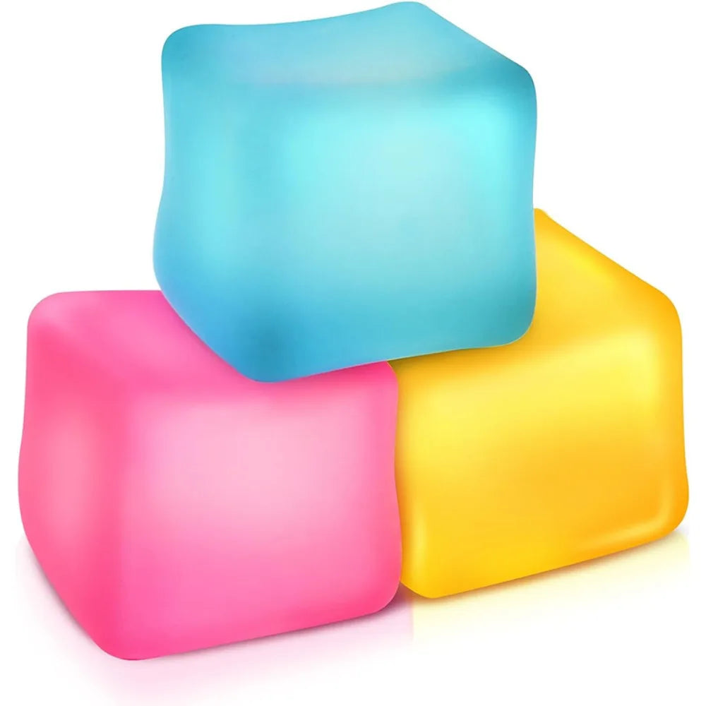 Mini 5*5cm Ice Cube Pinch Toy Stress Relief Tofu Shape Transparent Ice Block Mochi Sensory Toy Children