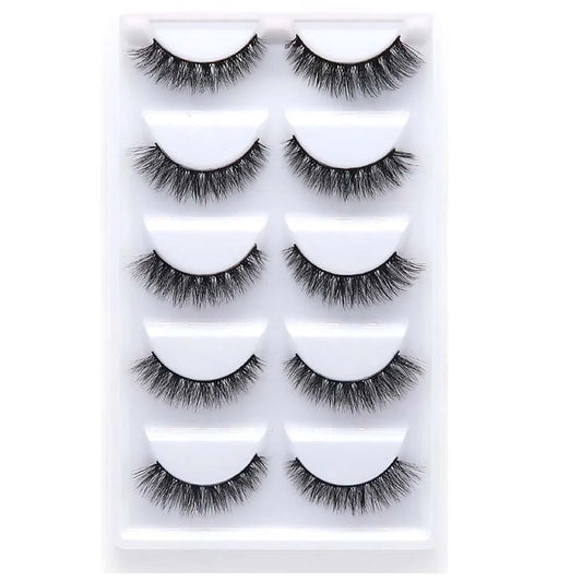 NEW 5 Pairs Natural false eyelashes thick 3d mink lashes short black soft mink eyelashes makeup eyelash extension faux lashes