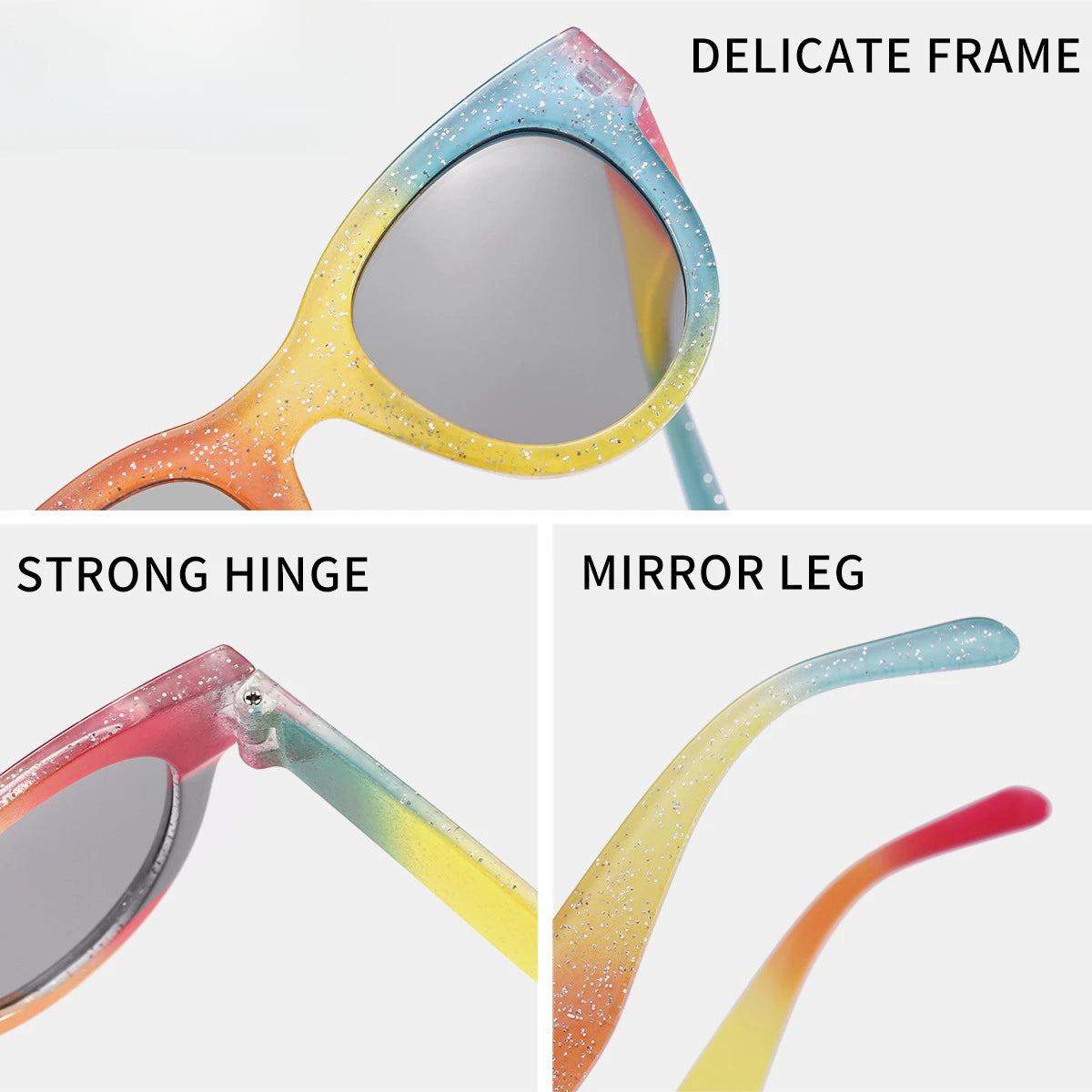 2024 Children's New Rainbow Round Frame Sunglasses Shining Summer Outdoor Sunshade Sun Glasses Trendy Fashionable Eyewear